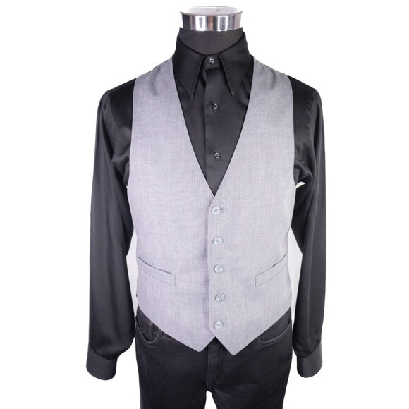 Vintage ARNIE Wool Blend 2-Pcs Blazer Jacket Cost / Vest Gray Micro Check Sz 42R - Picture 2 of 16